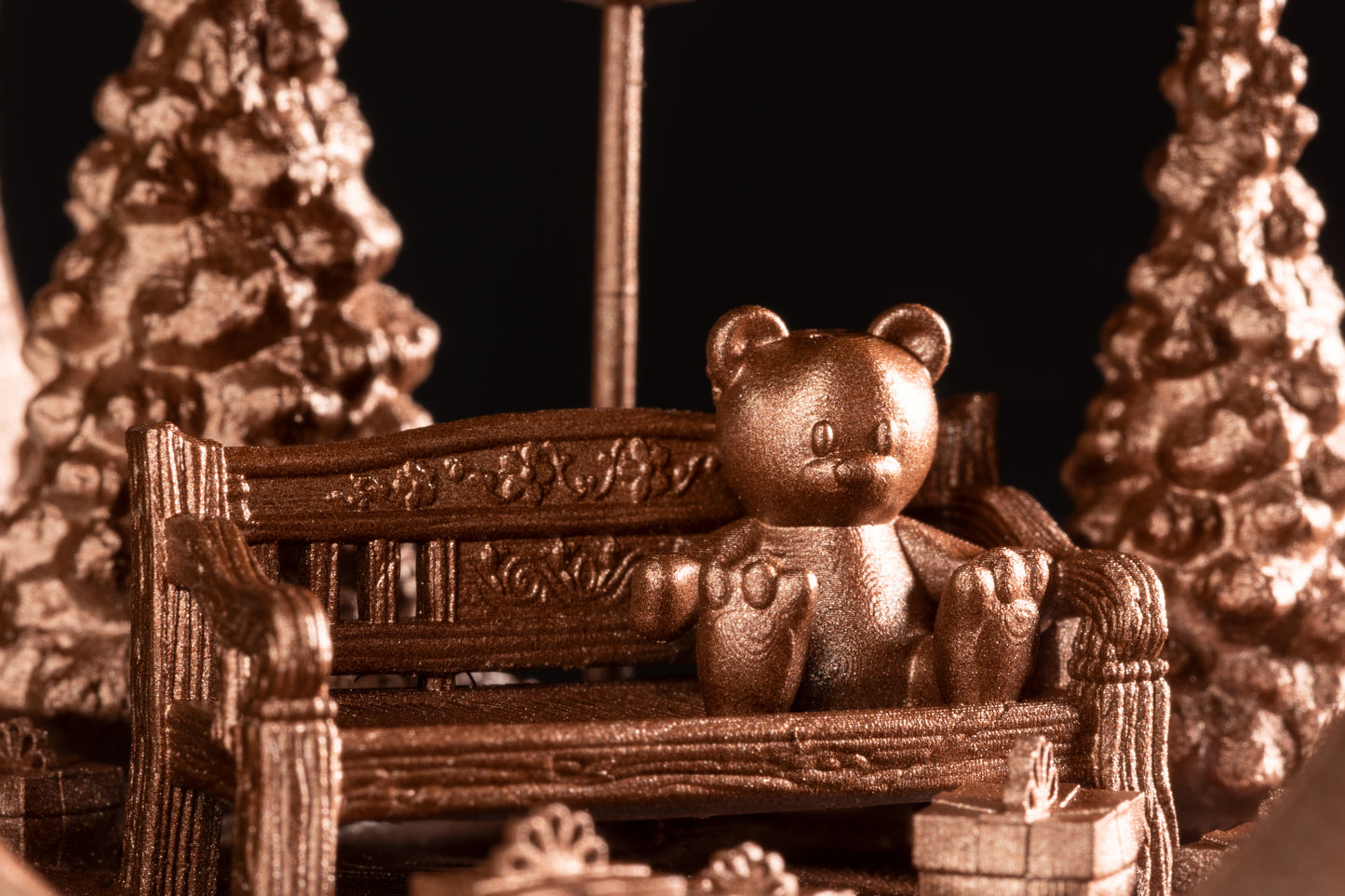 Christmas bauble teddy bench